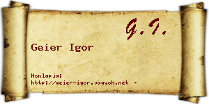 Geier Igor névjegykártya